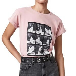 All Saints Livo Anna Graphic Tee in Vintage Pink